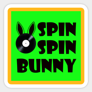 SpinSpinBunny Main Square Logo - Fluorescent Green Sticker